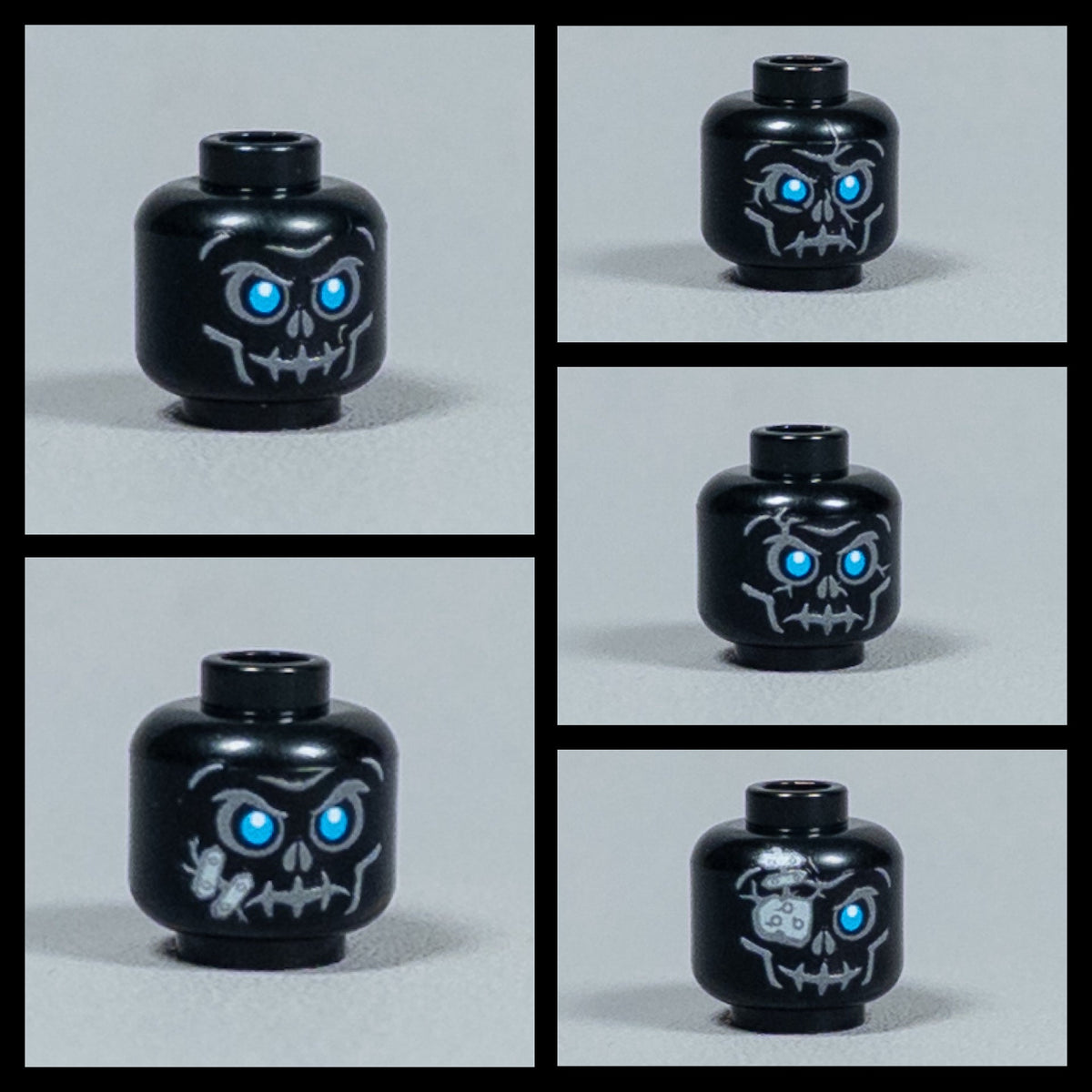 JONAK Toys UV Printed Heads- Skeleton Warriors (Black) [x20 Heads Per Batch]