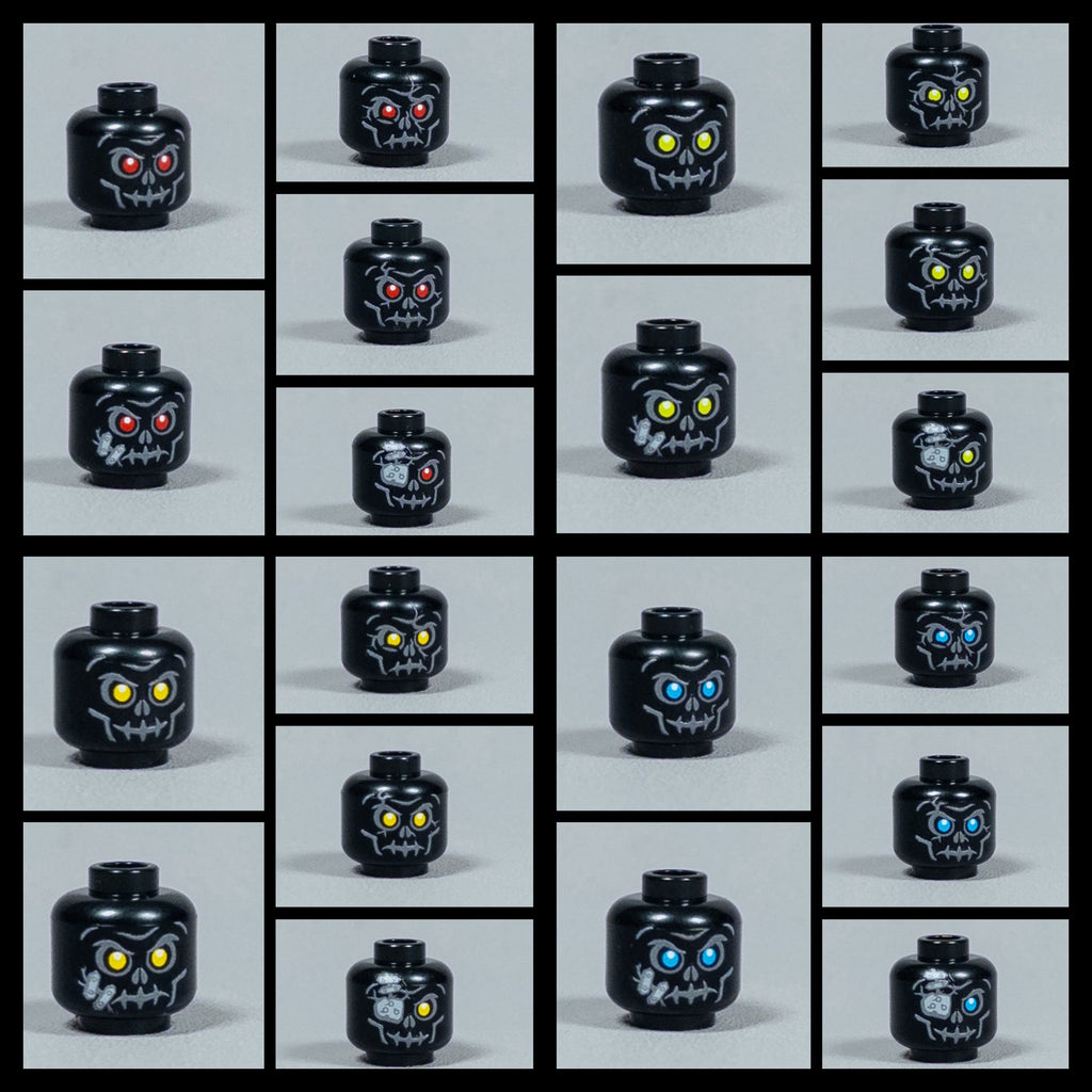 JONAK Toys UV Printed Heads- Skeleton Warriors (Black) [x20 Heads Per Batch]