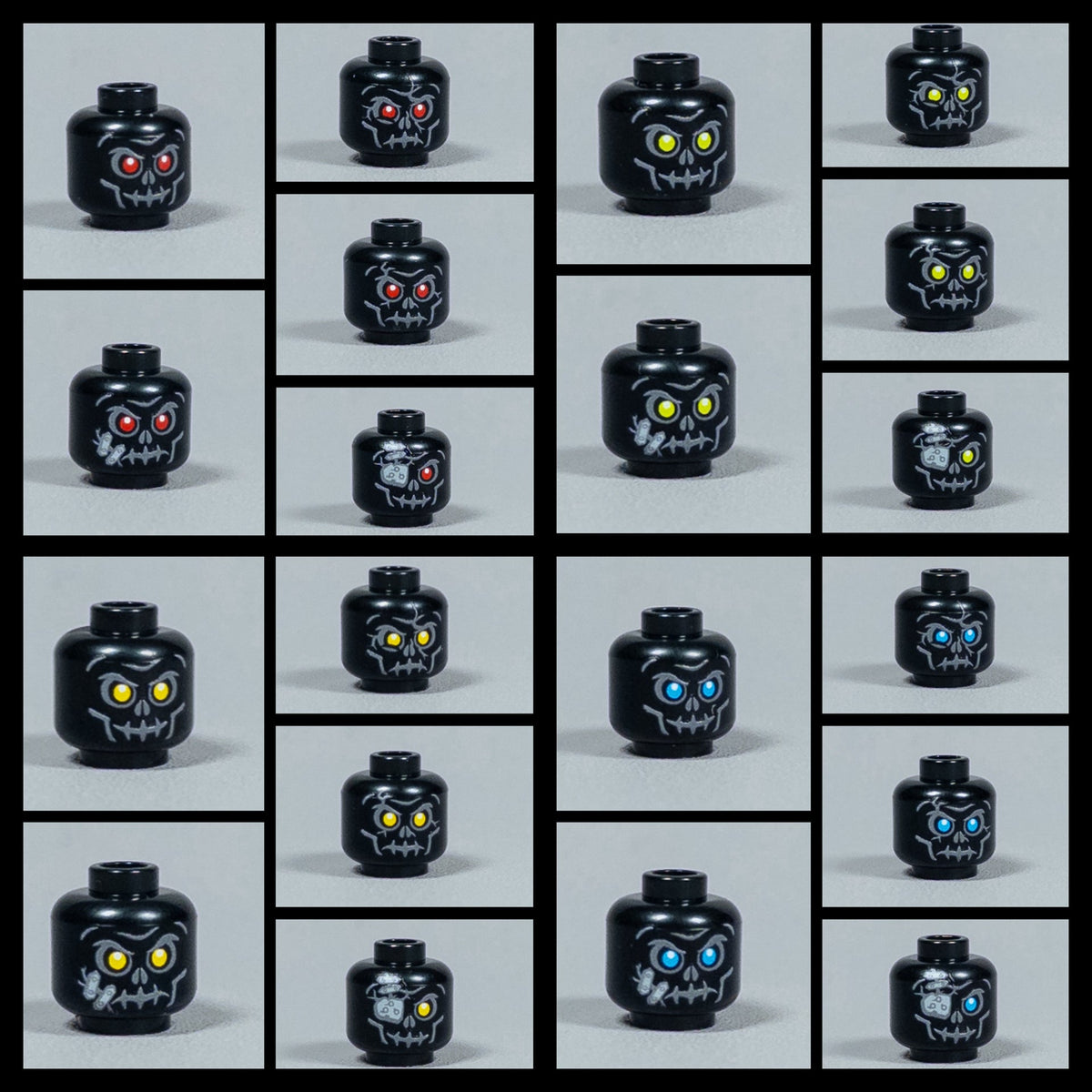JONAK Toys UV Printed Heads- Skeleton Warriors (Black) [x20 Heads Per Batch]