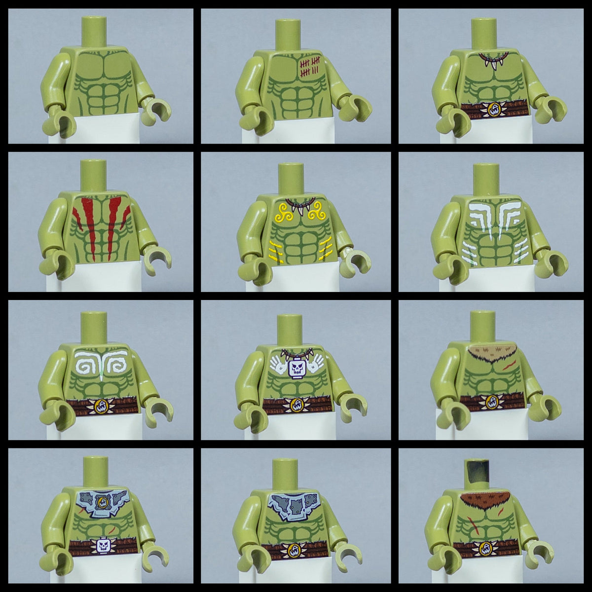 JONAK Toys UV Printed Torsos- Orc Warriors (Olive Green) [x20 Torsos Per Batch]