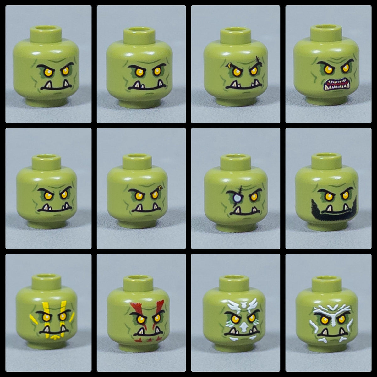 JONAK Toys UV Printed Heads- Orc Warriors (Olive) [x20 Heads Per Batch]