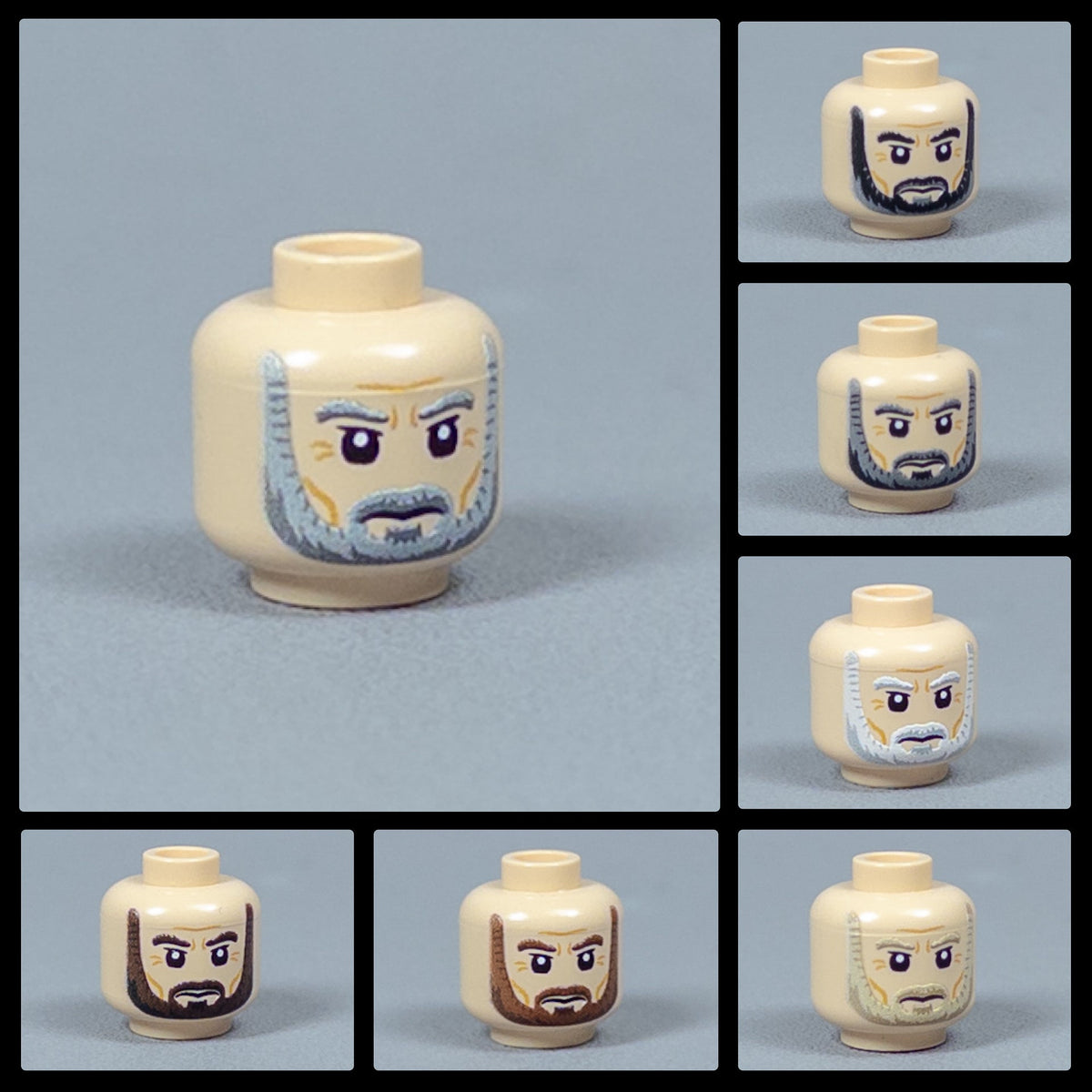 JONAK Toys UV Printed Heads- Bearded Soldier (Light Nougat) [x20 Heads Per Batch]